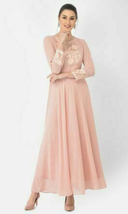 Ojjasvi Pink Embroidered Maxi Dress