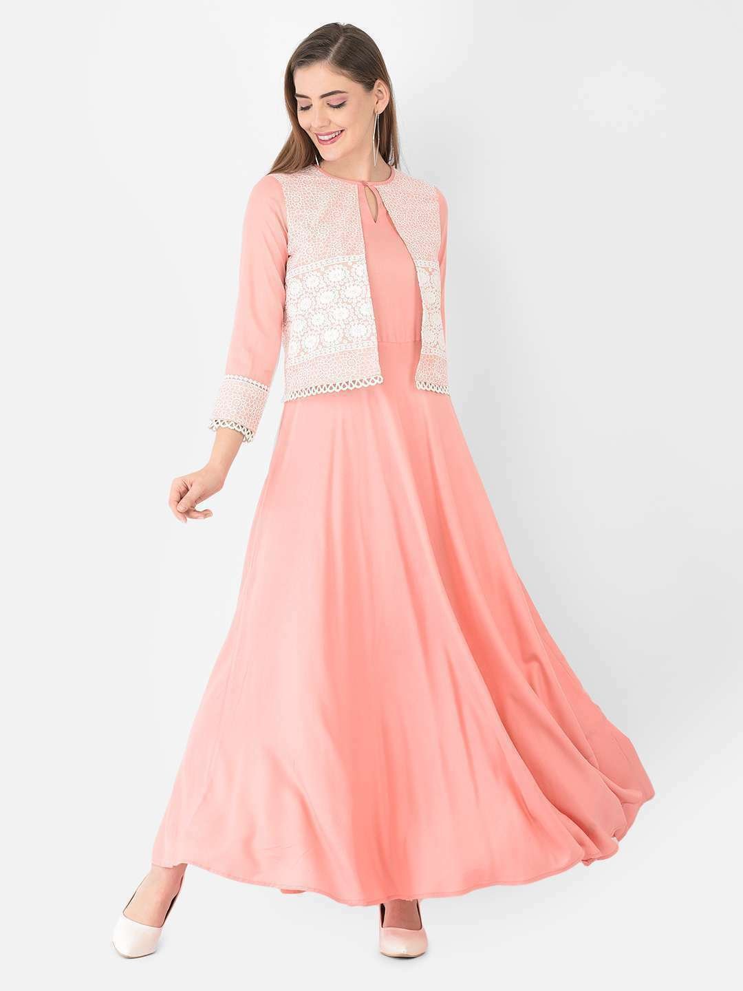Buy Ojjasvi Peach Maxi Dress with 