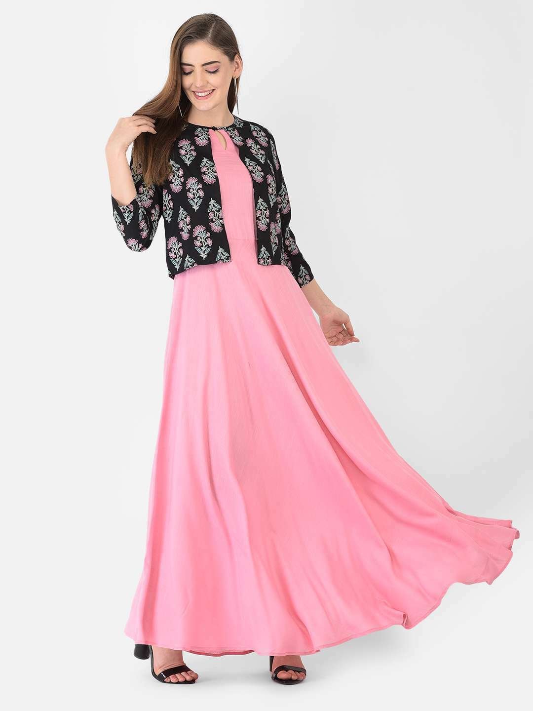Buy Ojjasvi Pink Maxi Dress with 